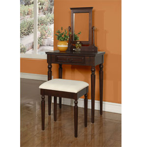Brown Cherry Vanity Mirror And Bench 716-290(PWFS)