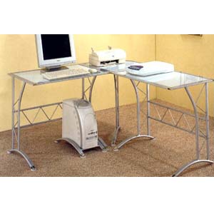 Contemporary L Shaped Workstation Desk In Silver 7177(CO)