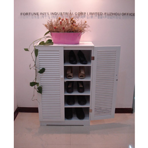 Wooden Shoe Cabinet with Louvered Doors HC-005(AZFS)