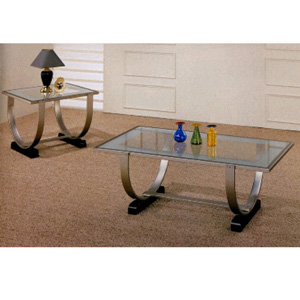 Polished Nickle And Black Finish Coffee Table 720028 (CO)