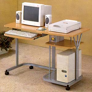 Beech And Silver Computer Desk  7363 (CO)