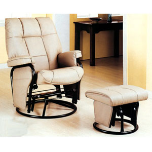 Leatherette Swivel Glider Recliner With Ottoman 7381 (CO)