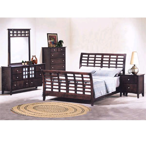 Lyon Bedroom Set in Dark Cherry 7474/77/80 (A)