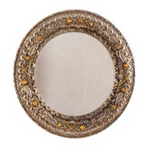 Round Burnt Oak Bevelled Mirror 8602 (CO)