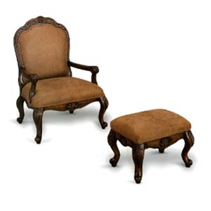 Dark Oak Finish Chair and Ottoman 900041 (CO)