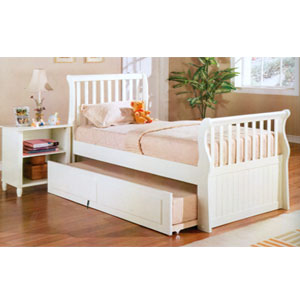 Creamy Twin Bed W/ Trundle F9075 (PX)