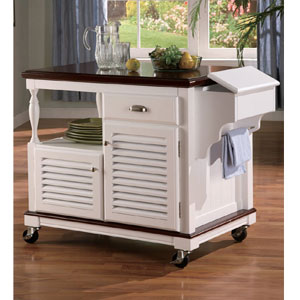 Solid Wood Kitchen Cart in White 910013(CO)