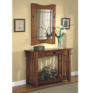2pcs Mission Style Entry Way Foyer Console Table & Mirror Se