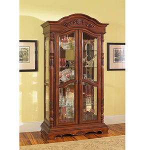 Solid Birch Wood Curio Cabinet in Rich Cherry 950102(CO)