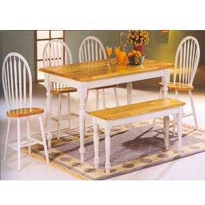 6-Pc White Natural Dinette Set 9671 (WD)