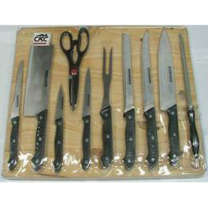 11 PIECE KNIFE SET WITH SOLID PINE WOOD CUTTING BOARD CK0031