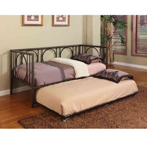 Texture Black Metal Twin Size Day Bed Frame With Rail DB001(