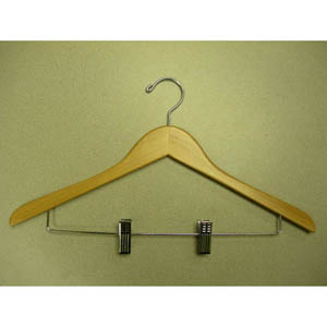 Genesis flat suit hanger w/wire clips natural GND8804 (PM)