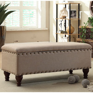 Nailhead Upholstered Storage Bench K6159-F1399(OFS)