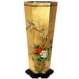 Elm Wood Gold Leaf Umbrella Stand 13439343(OFS205)