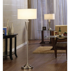 Brushed Nickel & Fabric Shade Standing Floor Lamp L1659BN(KB