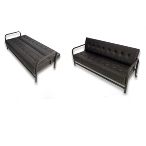 Black Leather Sofa Bed S146L (PK)