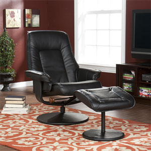 Recliner And Ottoman Black-Bonded Leather UP3703RC(SEIFS)