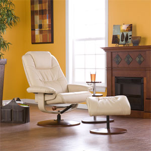 Taupe Bonded Leather Recliner And Ottoman UP4932RC (SEIFS)