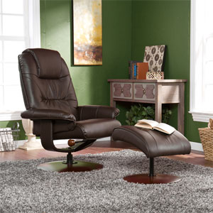 Brown Bonded Leather Recliner and Ottoman UP4973RC (SEIFS) 