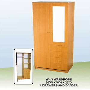 4-Drawers And 2-Door Wardrobe W-3(CT)