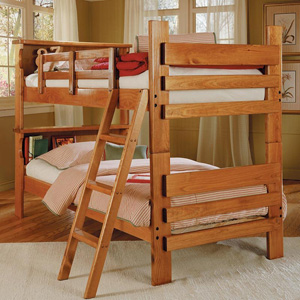 Solid Wood Bookcase Twin over Twin Bunk Bed BK-1000(WC)