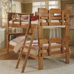 Solid Wood Bookcase Twin over Twin Bunk Bed BK-1500(WC)