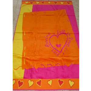 Hearts On The Beach Velour Egyptian cotton Beach Towel heart