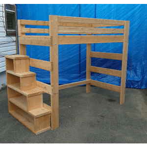 Brute Solid Wood Adult Loft Bed 1000 Lbs Wt. Cap With Stairs