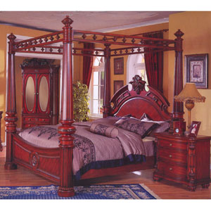 Bedroom Set In Cherry Finish R75_ (DS)
