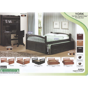 York Solid Wood Twin or Full Size Captains Bed 223_(PI)